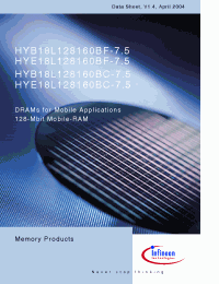 Datasheet HYE18L128160BF-75 manufacturer Infineon